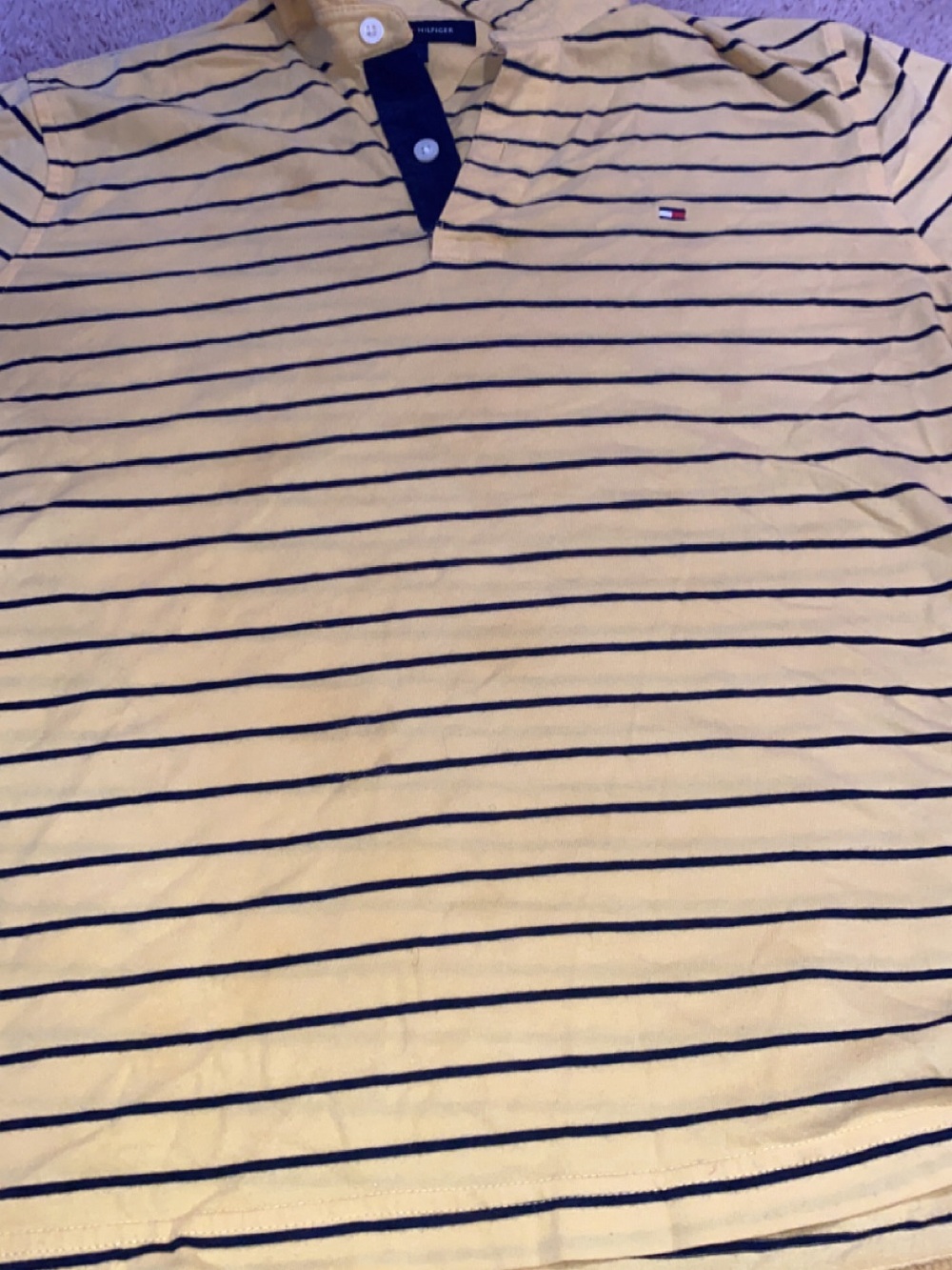 Tommy Hilfiger Yellow Polo with Navy Horizontal Stripes